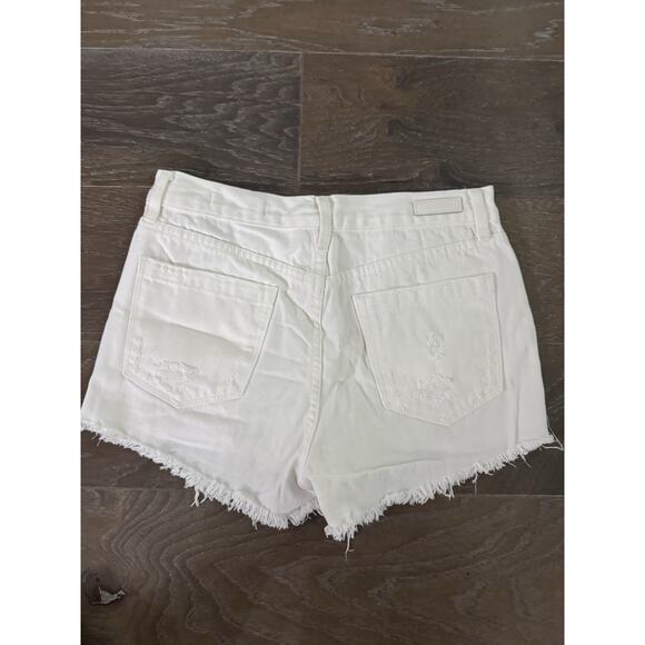 Blank NYC Denim High Rise Button Fly size 27 Distressed Cut Off Shorts White - Picture 3 of 5
